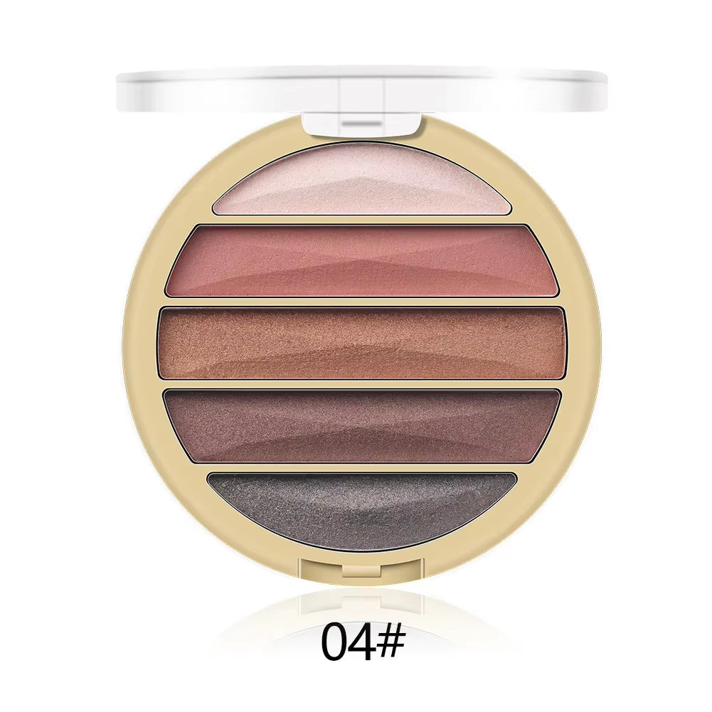 MISS ROSE 5 Color Pearlescent Glitter Shimmer Eyeshadow Palette Matte Shiny Waterproof Silky Brighten Eye Shadow Plate Cosmetics