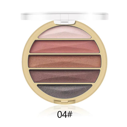 MISS ROSE 5 Color Pearlescent Glitter Shimmer Eyeshadow Palette Matte Shiny Waterproof Silky Brighten Eye Shadow Plate Cosmetics