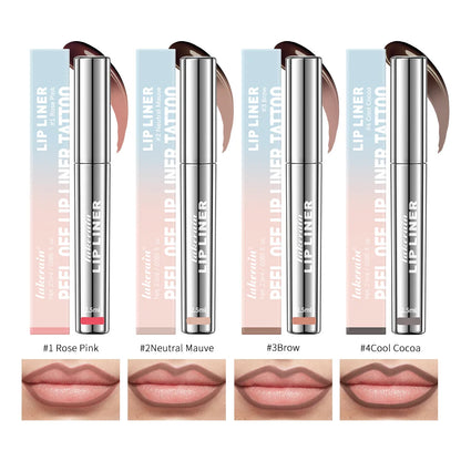 Waterproof Lip Liner Peel off Tattoo Lipgloss Waterproof Long Lasting Matte Lip Tint Brown Contour Tear-Off Lips Stain Cosmetic