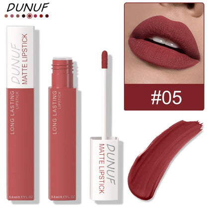 8 Colors Matt Velvet Lip Gloss Brown Red Nude Liquid Lipstick Long Lasting Waterproof Non-Stick Cup Lip Glaze Lips Tint Makeup