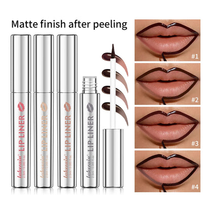 Waterproof Lip Liner Peel off Tattoo Lipgloss Waterproof Long Lasting Matte Lip Tint Brown Contour Tear-Off Lips Stain Cosmetic