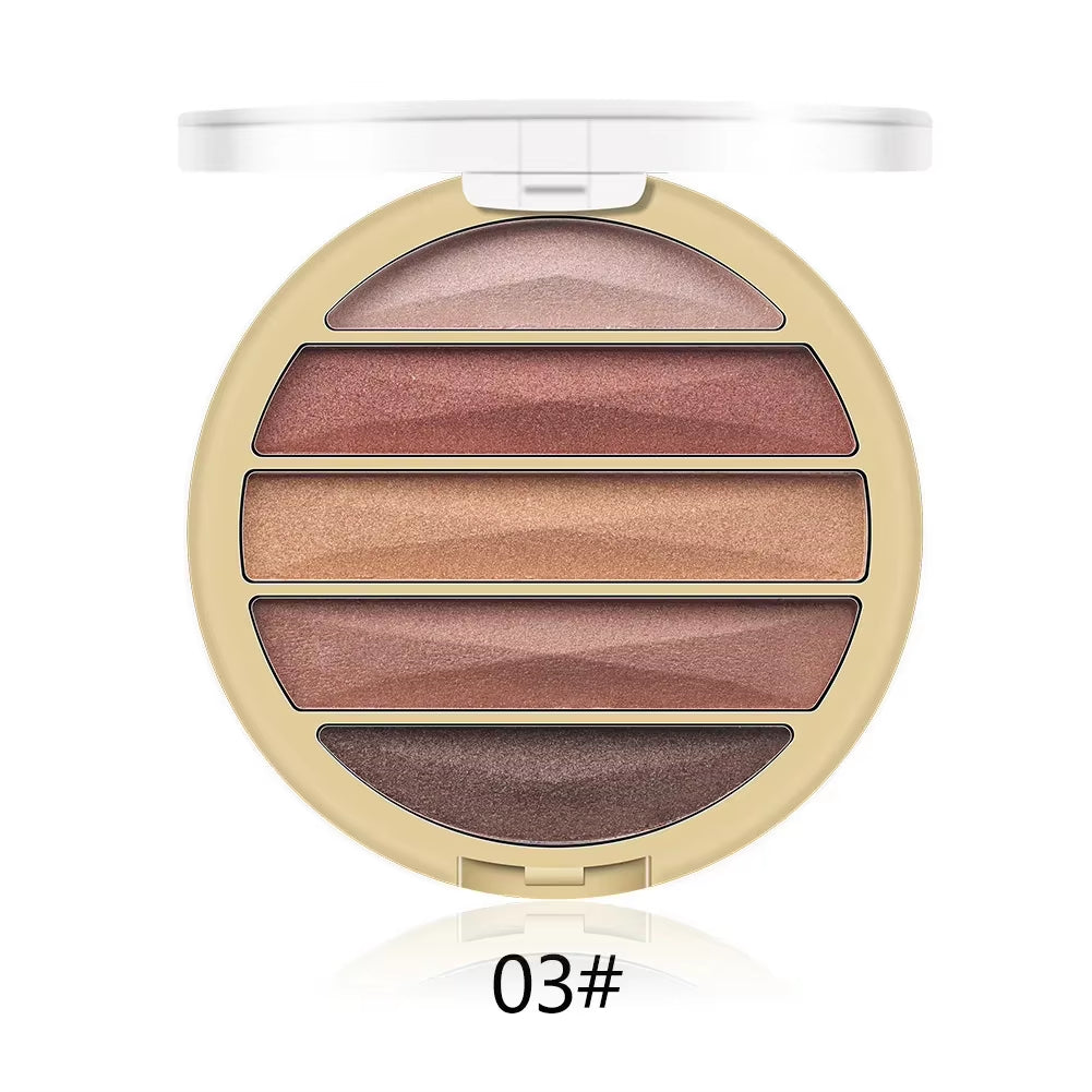 MISS ROSE 5 Color Pearlescent Glitter Shimmer Eyeshadow Palette Matte Shiny Waterproof Silky Brighten Eye Shadow Plate Cosmetics