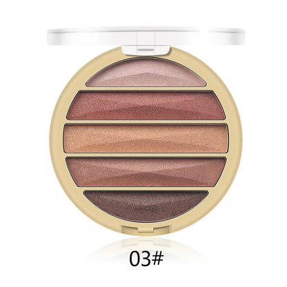 MISS ROSE 5 Color Pearlescent Glitter Shimmer Eyeshadow Palette Matte Shiny Waterproof Silky Brighten Eye Shadow Plate Cosmetics